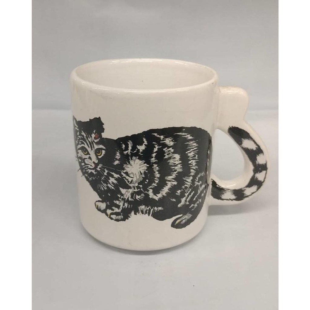 Adorable Cat Kitty Mug With Tail Handle Vintage cat mug with tail handle cat mug